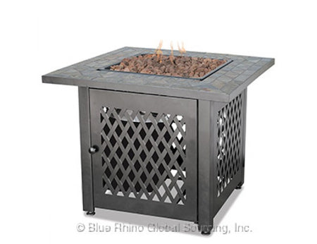 LP Gas Outdoor Firepit with Slate Tile Mantel
