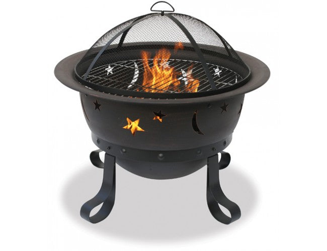Oil Rubbed Bronze Wood Burning Fire Pit with Stars and Moons
